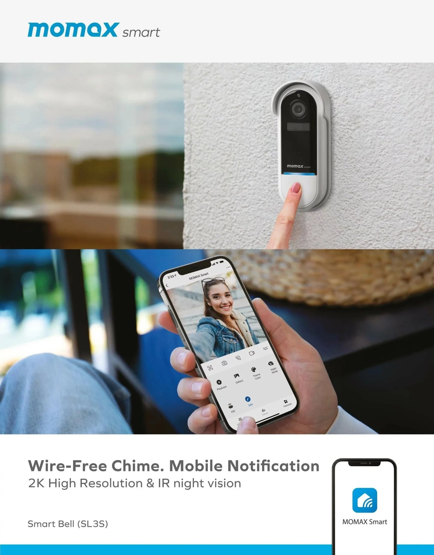 MOMAX Smart Bell IoT 智能視像門鈴 SL3SW