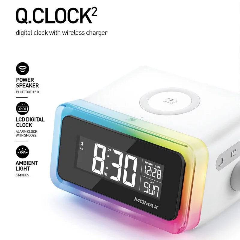 MOMAX Q.Clock2 無線充電子鬧鐘 QC2UKW