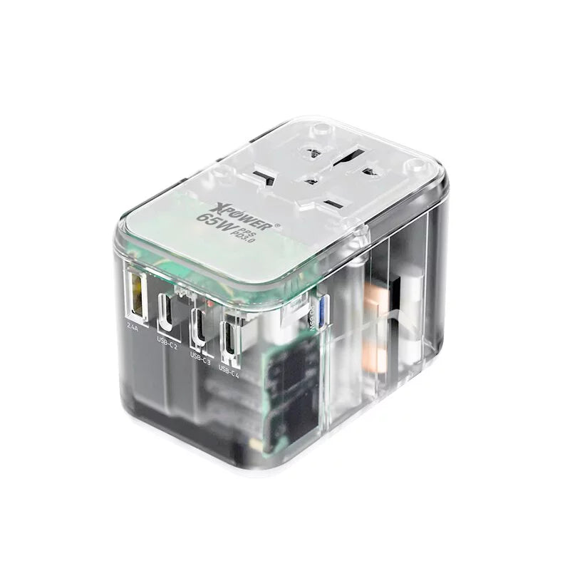 XPower TA65C 65W 5 Ports GaN PD 透明旅行轉插