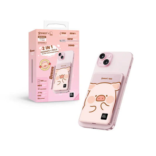XPower x 罐頭豬LuLu 2合1磁吸+PD3.0 5000mAh鋁合金外置充電器