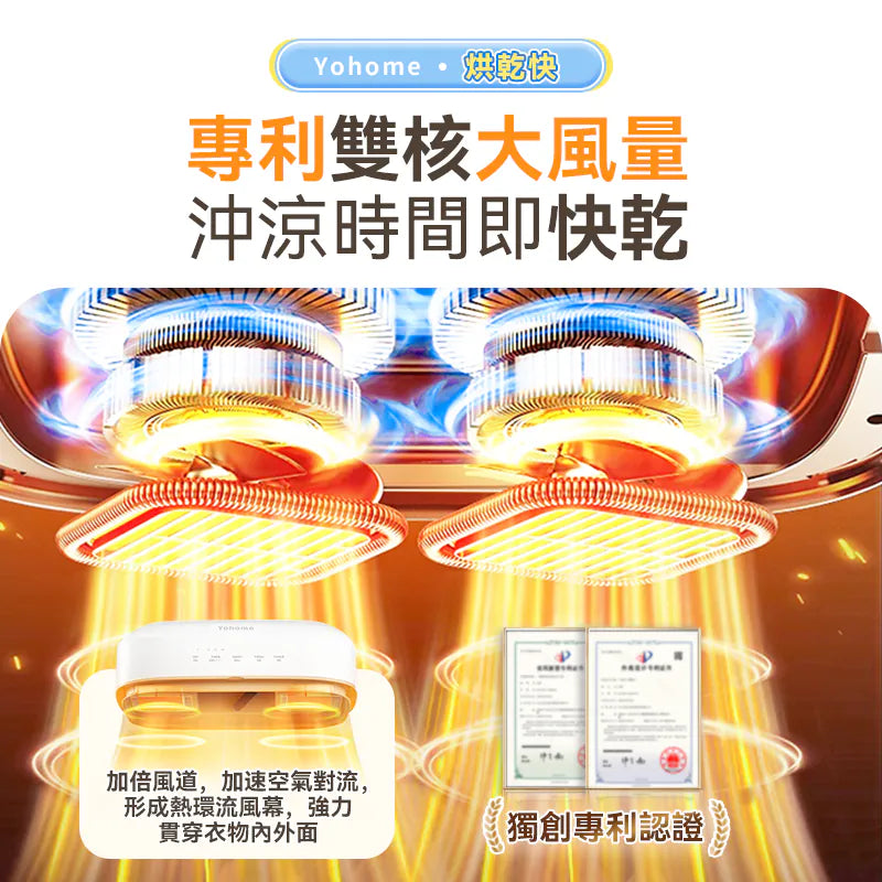 日本 Yohome 雙核Max多件速乾除菌淨味暖衣4合1免安裝折疊可移動烘乾機PRO【預計12月尾到貨】