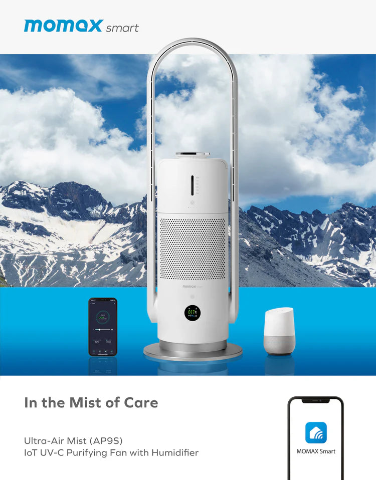 MOMAX Ultra-Air Mist IoT 智能紫外光 空氣淨化加濕風扇 AP9SUKW (季節性產品欲購從速)