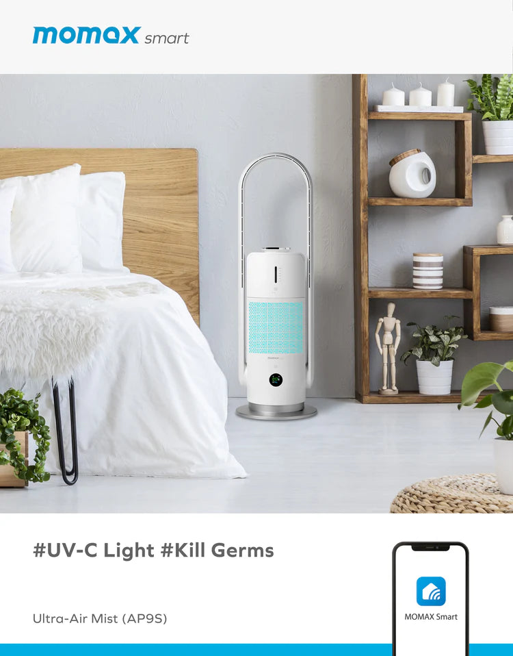 MOMAX Ultra-Air Mist IoT 智能紫外光 空氣淨化加濕風扇 AP9SUKW (季節性產品欲購從速)